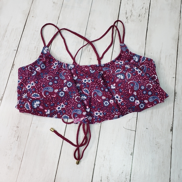 Arizona Jean Company Other - New! Arizona Jean Co Bikini Swim Top Wine Floral